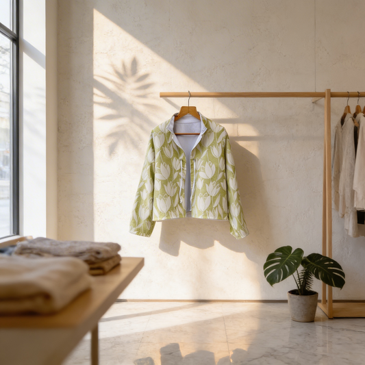 Crop Jacket No 2 - soft green & cream