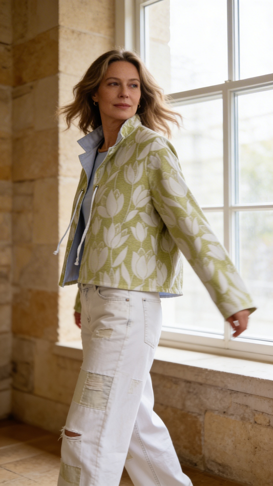 Crop Jacket No 2 - soft green & cream