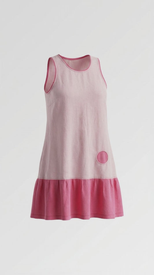 Linen & cotton organdy No. 9 - Pale Pink and Rose